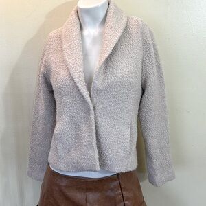 Eileen Fisher Ivory Wool Blend Boucle Weave Blazer Jacket